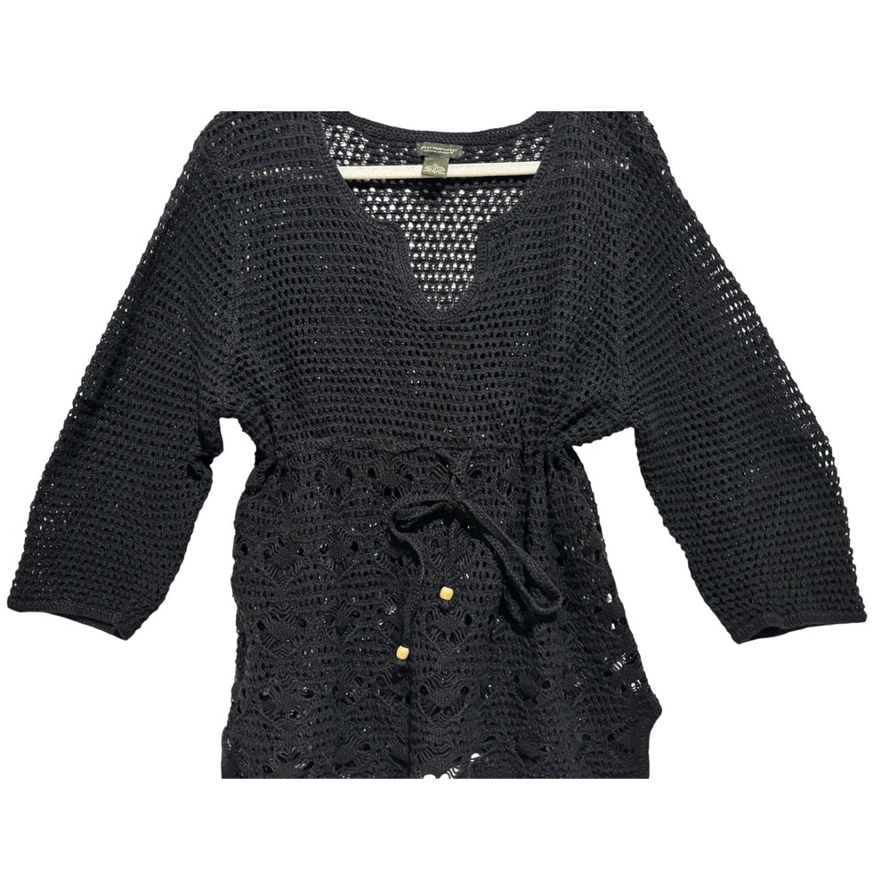 Great Northwest Clothing Black Fishnet Crochet Knit Cover Tunic top XL Goth Boho
